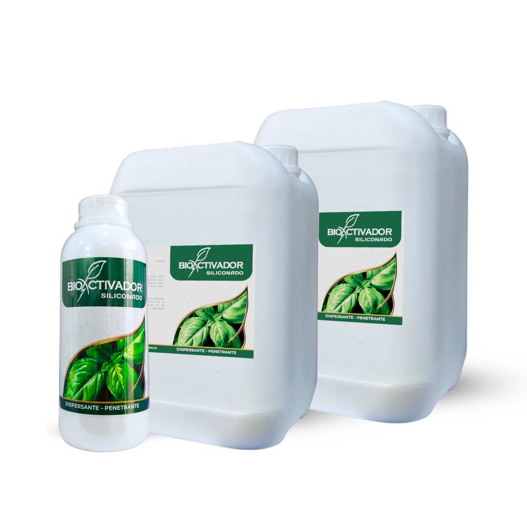 Envases del coadyuvante siliconado agrícola Bioactivador. Adherente, dispersante y surfactante organosiliconado a base de trisiloxano para fumigar.