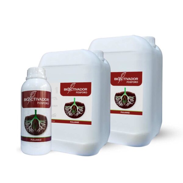 Envases de Full Raíz, fertilizante enraizador y abono rico en fósforo de Bioactivador, diseñado para estimular el crecimiento radicular en las plantas.