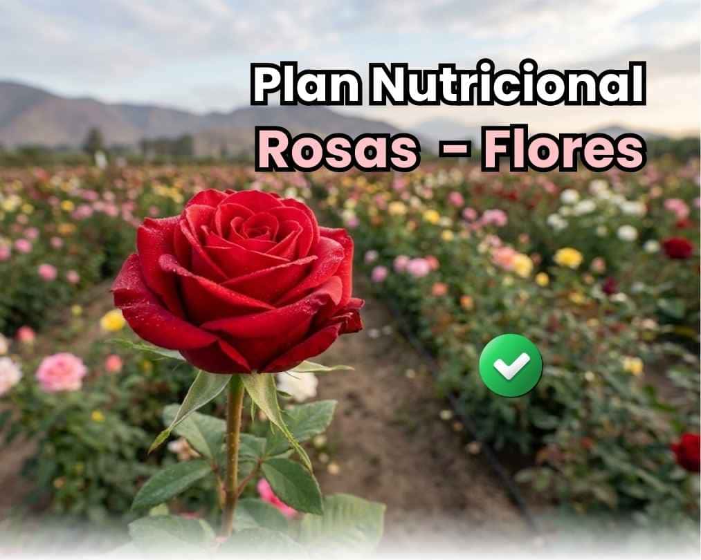 Rosa roja de calidad exportable en primer plano dentro de un campo de cultivo, ilustrando el éxito de una correcta alimentación de la rosa.