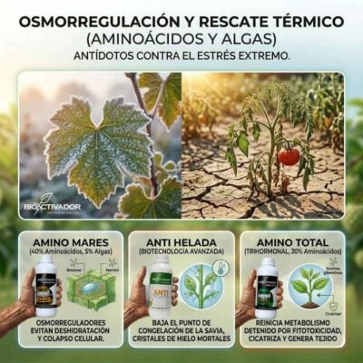 Rescate Térmico: Osmorregulación Biotecnológica Soluciones de rescate contra el estrés térmico extremo en plantas utilizando osmorregulación con L-aminoácidos libres, algas marinas y biotecnología anti heladas.